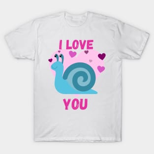 Pink I love you - Snail T-Shirt